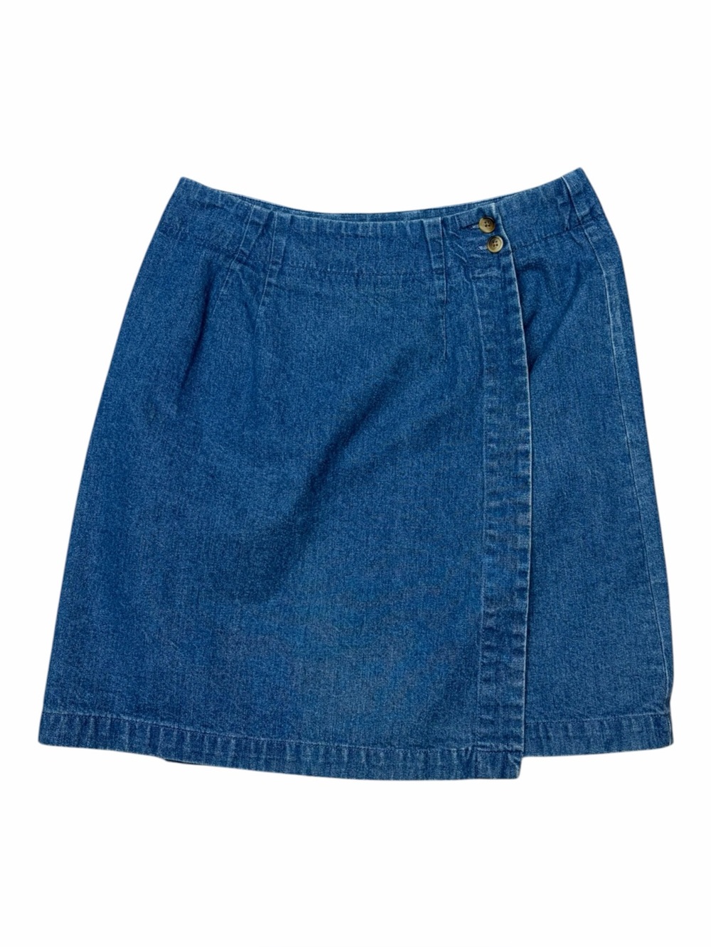 Charter Club Denim Wrap Skirt Size 12 Cotton Button Front Mini Skort Look